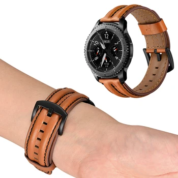 BEAFIRY Äkta Läder Titta på Band 20mm 22mm Kohud en Klocka med Dubbel Köl Rem Watchbands Bälte brun svart för Samsung HUAWE