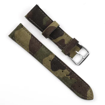 Kamouflage Suede Läder Klocka Band 18 mm 20 mm 22 mm 24 mm Klockarmband för att Titta på Tillbehör Armband