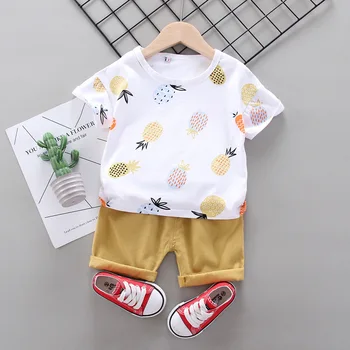 Mode Baby Kläder Sommaren Barn Flickor Kläder Pojkar Casual T-Shirt Shorts 2st/set Småbarn Bomull Kostym Barnen Träningsoveraller