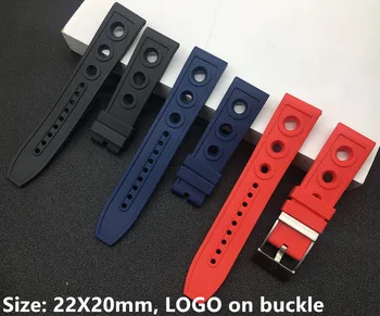 Silikon Gummi Titta på band 22 mm 24 mm Svart Röd Blå Klockarmband Armband För navitimer/avenger/Breitling strap Armband spänne