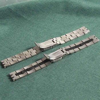 Silver Borstad rostfritt stål armband För Swatch Män Metall Handleden Armband Deployment Clasp 22mm