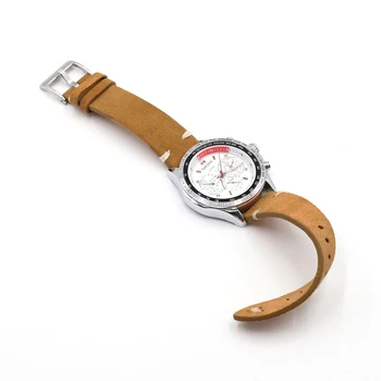 Suede Läder Watchstrap 18 mm 20 mm 22 mm 24 mm Brun Grå Vintage Armband Handgjorda Sy Ersättning för Varje Klocka
