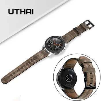 UTAI Z31 Äkta Läder klockarmband 22MM För Samsung Galaxy Titta på 46mm Redskap S4 Redskap S3 För Amazfit en Klocka Quick Release