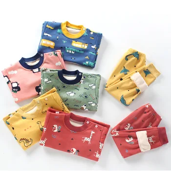 0-6years gamla Barn Termisk Underkläder Set Vintern Barnen Varma Pyjamas Hemmakläder Sleepwear Pojkar Flickor Dräkt Baby Kläder