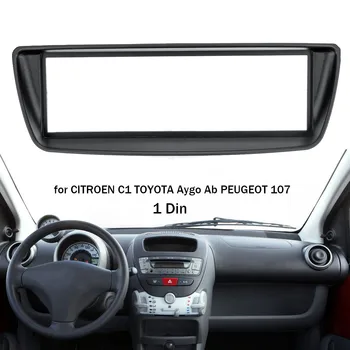 1 Din-Bil Stereo Radio Fascia Panel Plattan Trim Kit Ramen för Citroen C1, Toyota Aygo Ab för Peugeot 107 Interiör