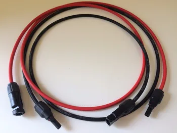 1 Par Solar PV Kabel-Kontakt Svart och Röd koppartråd med Sol Kontakt Sol förlängningskabel 6/4/2.5 mm2 AWG 10/12/14