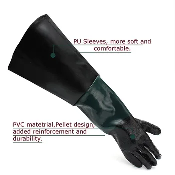 1 Par Tunga Gummi Sandblästring Handskar Anti-halk 60cm Special PVC Handskar för Blästring Maskin Säkerhet Handske