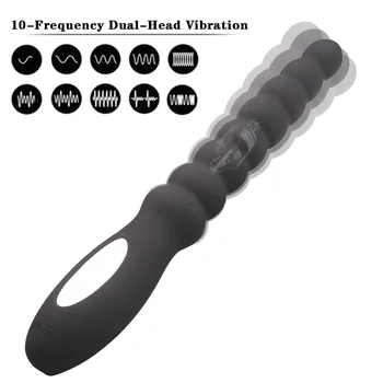 10 Hastighet Anal Vibrator Anal Beads Prostata Massage Dual Motor Butt Plug Stimulator USB-Laddning Vibratorer sexleksaker För Män, Kvinnor