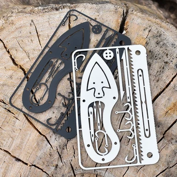 10 ST Multi-Tool Card 17 I 1 Multifunktion Fiske Krok Kort för Akut Överlevnad Verktyg Vandring Camping Fiske Krok Kort