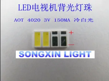 1000pcs AOT LED-Bakgrundsbelysning Mitten Power LED 0,5 W 3V 4020 48LM Cool vit Bakgrundsbelysning för LCD-skärmen för TV-Program 4020C-W3C4