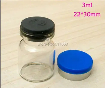 (100sets/mycket) 3ml,20 mm öppning,klart glas-ampuller med 20 mm gummi propp+20mm flip off lock,glas flaskor