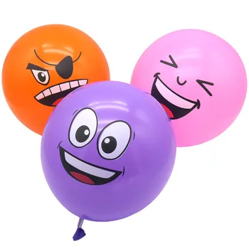 100ST 12 Tum Tjock Blandning Smiley Ballong Födelsedagsfest Roliga Uttryck Butik Fest Händelse Dekoration Ballong