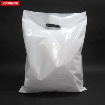 100x Plast shopping eller väska anpassad butik kläder retail förpackning påse polyeten väska vit 35x25cm