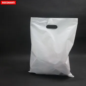 100x Plast shopping eller väska anpassad butik kläder retail förpackning påse polyeten väska vit 35x25cm
