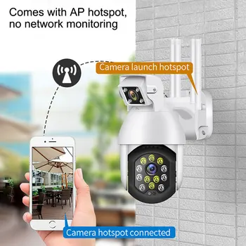 1080P-Dual Lens Säkerhet wi-fi trådlöst LAN IP-CCTV Säkerhet Kamera Trådlös Utomhus Vattentät Hem PTZ IR-Cam WI-Kamera PTZ-Rotation