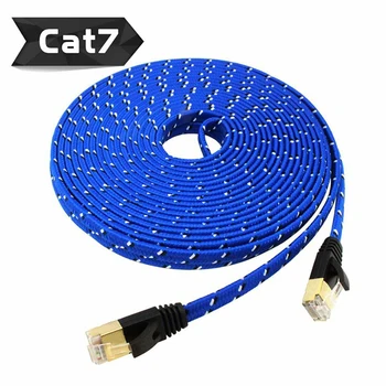 10m 15m 20m 30m CAT7 UTP Platt-Kabel Ethernet-Kablar Nätverk Tråd Kabel RJ45 Patch Cord Lan-Kabel För Laptop Rutt