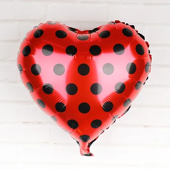 10pcs18inch röd svart guld Helium ballong Hjärtat Polka Dot Folie Ballonger för bröllop, födelsedagsfest dekorationer part som barn leveranser