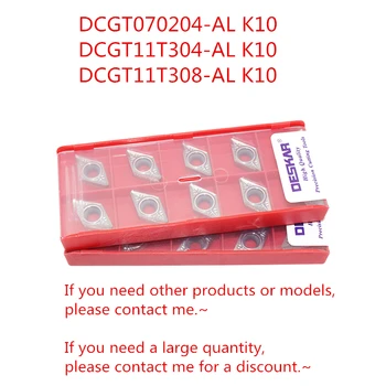 10st/Box DESKAR DCGT070204-AL-K10/DCGT11T304-AL-K10/DCGT11T308-AL K10 hårdmetallskär För Aluminium，Fri frakt