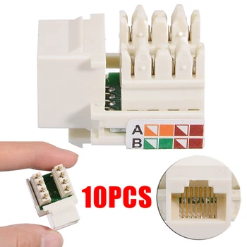 10st CAT5e RJ45 Sätt Keystone-LAN-Kopplare Plug Standard Network Modul Slot För Internet-Nätverk Ethernet-Delar