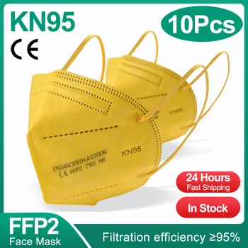 10st FFP2 Mascarillas KN95 Ansiktsmask 5-layr PM2.5 Filter Tapabocas Skyddande Andas Maskerader Säkerhet Disponibla Mun Masker