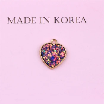 10st koreanska Legeringar Hänge Kärlek Laser Paljetter och Glitter Hjärta Uttalande Örhängen Halsband Armband Material Smycken Tillbehör