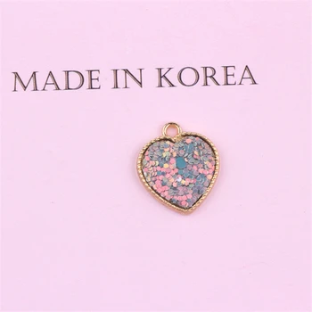 10st koreanska Legeringar Hänge Kärlek Laser Paljetter och Glitter Hjärta Uttalande Örhängen Halsband Armband Material Smycken Tillbehör