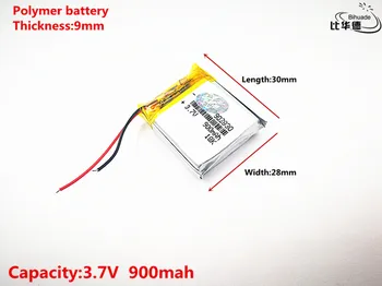 10st Liter energi batteri Bra kvalitet på samtliga 3,7 V,900mAH,902830 Polymer lithium-ion / Li-ion batteri för TOY,POWER BANK,GPS,mp3,mp4