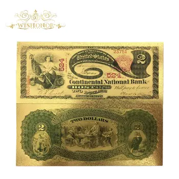 10st/massa Nya Produkter För 1875 År Färg Amerika Sedel 2 Dollar Sedlar i 24k Guld Papper För Insamling av Pengar
