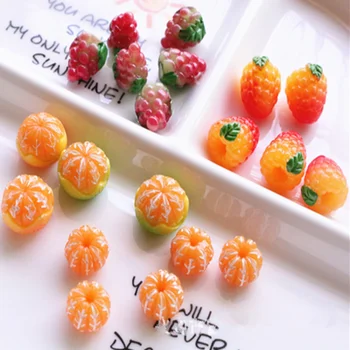 10st/mycket 3D-Strawberry Orange Frukt Charms nyckelring hänge halsband hänge för DIY-inredning