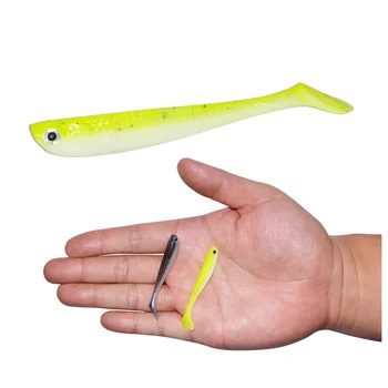 10st/mycket 55mm Mjuka Beten Shad Mjuka Drag för Fiske Lure Bete T-tail Lätt Shiner Lukt Blanda Färg Abborre Silikon Wobblers Fisk