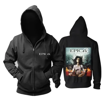 11 design Blixtlås Tröja Epica Rock mjuk Bomull hoodies punk goth metal kläder träningsoverall sudadera shell fleece jacka
