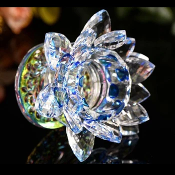110 mm Feng shui Kvarts Kristall lotusblomma Hantverk Papperspress i Glas Ornament Figurer Hem bröllopsfest Inredning Eller Souvenir-och
