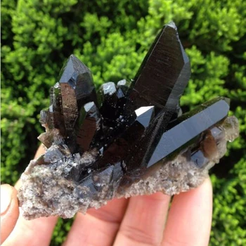 120g Sällsynt naturlig vacker svart quartz crystal kluster tibetanska prov