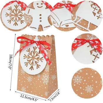 12st Jul Box Eller Kraft Godis Cookie Papper Påse Merry Christmas Gift Box Förpackning heminredning