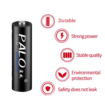 12st Ursprungliga PALO 1,2 V AA laddningsbara batterier 3000 mAh 2A batterier Ni-MH laddningsbart batteri för kamera ficklampa