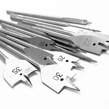 13Pcs Platt Spade Borr Ställa Metall Bit Kit Hex Skaft Verktyg för Träbearbetning Tillbehör