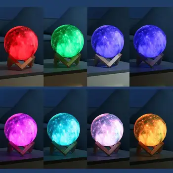 16 Färger 3D-Print-Stjärniga Månen Lampa Färgglada Ändra Touch heminredning Kreativa Gåva Usb Led Natt Lampa Dropshipping