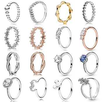 16 Style Classic Silver Färg Ringar Med Inslagning Daisy Blue Crystal Bröllop & Fest Ring För Kvinnor Smycken