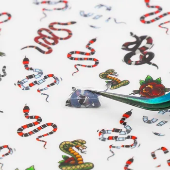 16pc/mycket Orm Design 3D-DIY-Nail Art Stickers Färgglad Drake som Överföring Klistermärken Reglaget Dekaler Tips Manikyr Dekoration