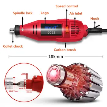 180W-Mini Electric Drill Slipning och Gravyr polermaskin Dremel Gravör Roterande Verktyg Kit med elverktyg Tillbehör Set
