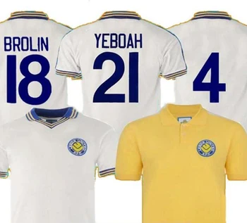1977 1978 Retro camiseta de futbol Leeds ROOFE BAMFORD BROLIN YEBOAH Maillot de fots Futbol T-shirts uniform kit