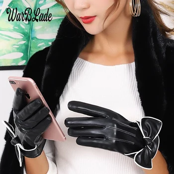 1par Dam Vinter Varma Handskar Luvas de inverno Luva motociclista Läder handskar kvinnliga handskar Guantes Eldiven gants femme 2018