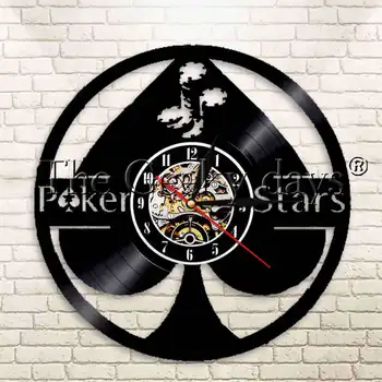 1Piece Spader Ess Poker Blackjack Spel vinylskivor väggklocka Spela Kort Gamble Poker Stars Modern väggklocka