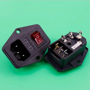 1st 10A 250V Inlopp Modul-Plug säkerhetskontakt Manliga Eluttag 3-Pin IEC320 C14
