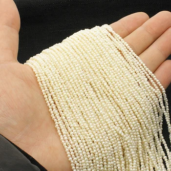 2-2.5 mm naturliga sötvatten pärla hög kvalitet dubbelsidig ljus utspridda pärlor smycken gör DIY halsband armband tillbehör