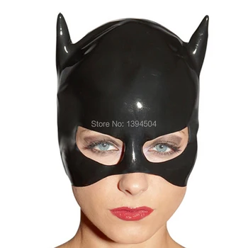 2017 varma exotiska Nya Rusade unisex gummi Kvinnor Catsuit i Latex Kostym Sexig svart unisex Latex 3D-Kåpor Open face Mask hat