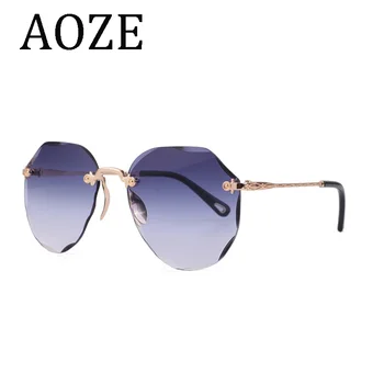 2019 AOZE Kvinnors varumärke Designer solglasögon hoop solglasögon lutning nyanser cut lins damer Ramlösa Metal Solglasögon UV400