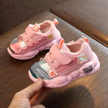 2019 hösten nya trendiga net andas rosa fritid sport löparskor för flickor vit skor för pojkar varumärke kids skor