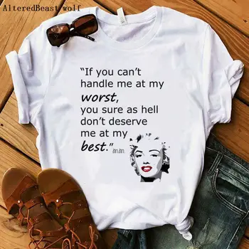 2019 kvinnor nya sommar casual t-shirt med Marilyn Monroe tryck kvinnliga t shirt kvinnor toppar kort ärm O-neck plus size-mode t-shirt
