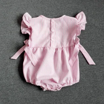 2019 Nya Baby Sparkdräkter Sommaren Baby Girl Kläder Söt Nyfödd Bebis Kläder Bomull Randig Baby Girl Dress Kläder Spädbarn Jumpsuit